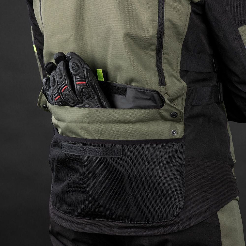 Oxford Rockland Textile Jacket Khaki / Black / Fluo Yellow FREE 1 YEAR Returns, FREE UK Delivery | ThrottleChimp