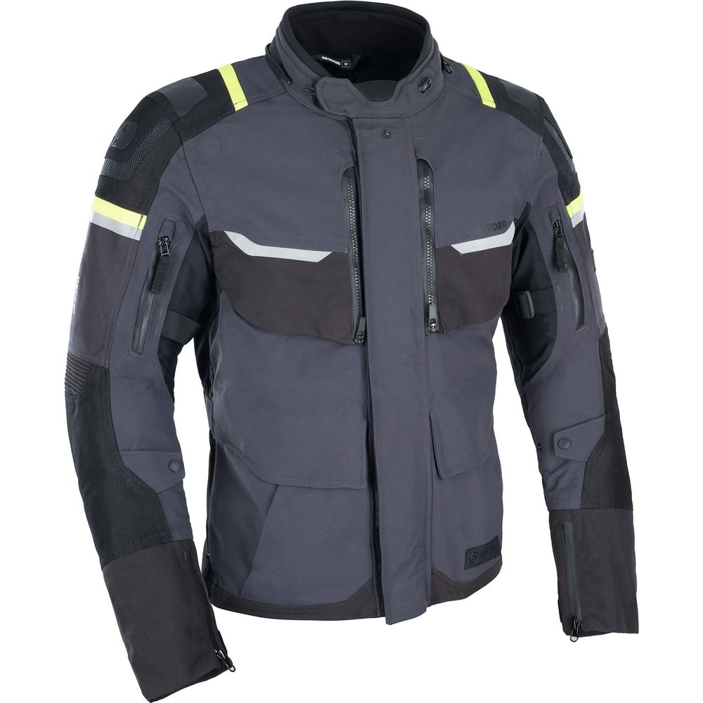 Oxford Stormland Dry2Dry Textile Jacket Grey / Black / Fluo Yellow FREE 1 YEAR Returns, FREE UK Delivery | ThrottleChimp