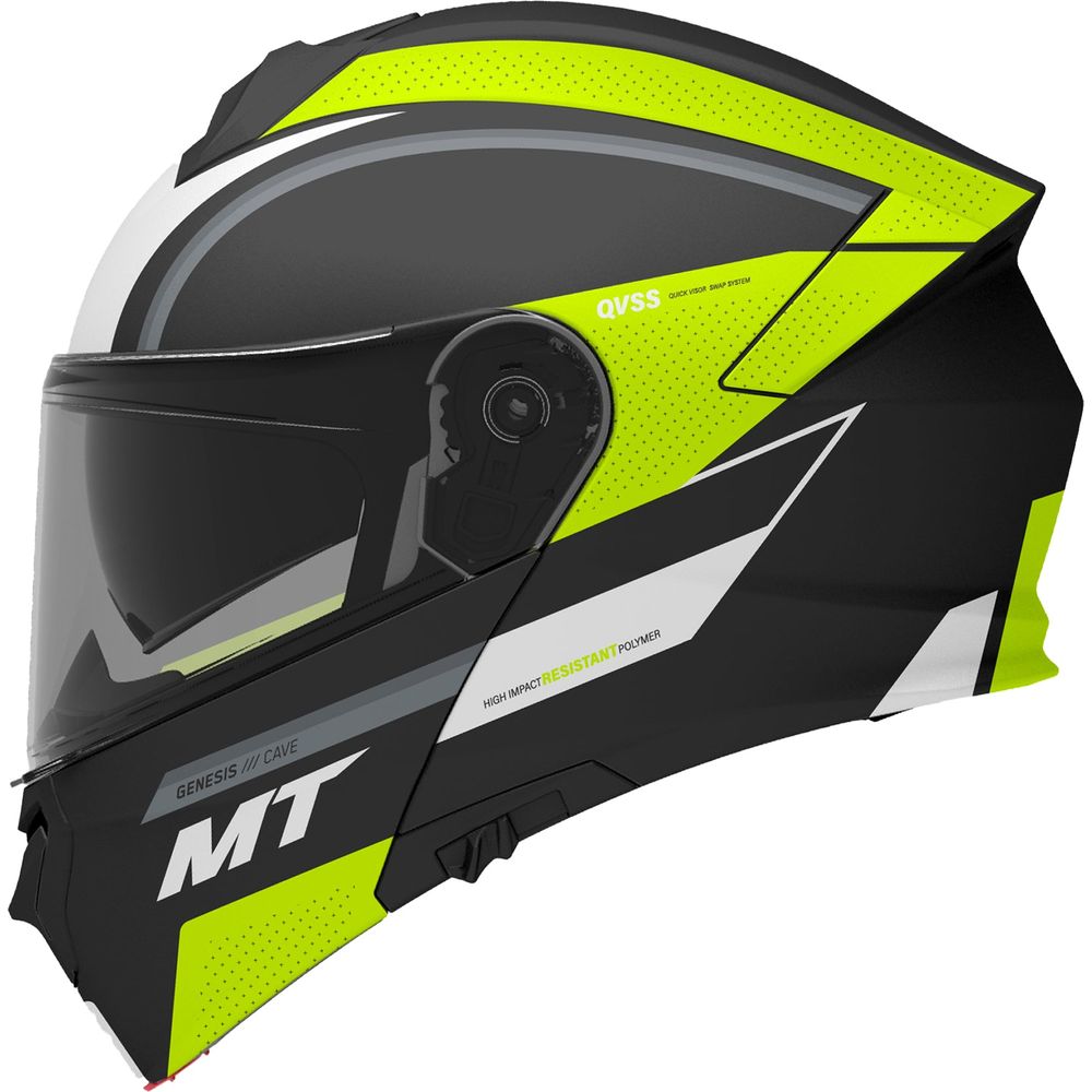 MT Genesis SV Cave A3 Flip-Up Helmet Matt Black / Fluo Yellow FREE 1 YEAR Returns, FREE UK Delivery | ThrottleChimp