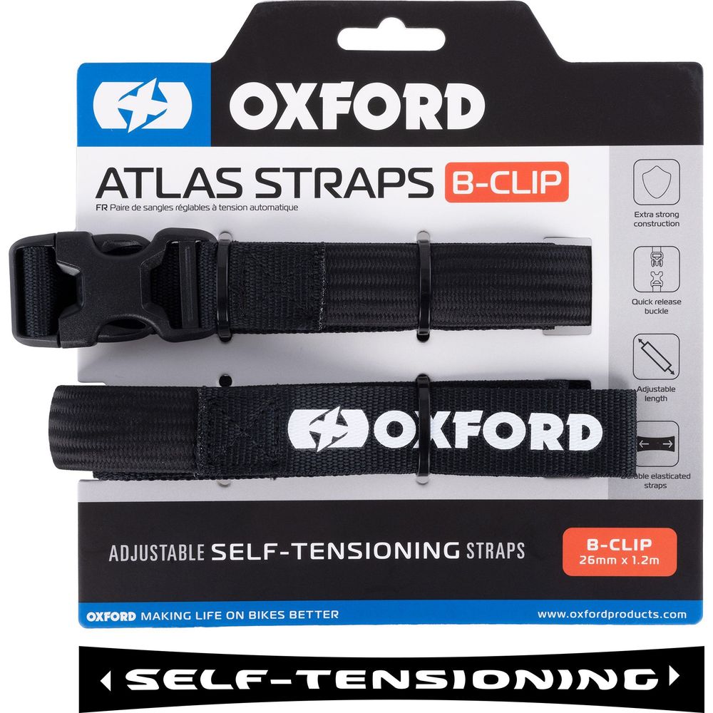 Oxford Atlas B Clip Straps Pair Black - 26mm x 1.2m FREE 1 YEAR Returns, FREE UK Delivery | ThrottleChimp
