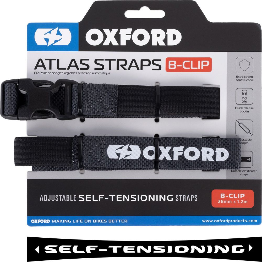 Oxford Atlas B Clip Straps Pair Asphalt - 26mm x 1.2m FREE 1 YEAR Returns, FREE UK Delivery | ThrottleChimp
