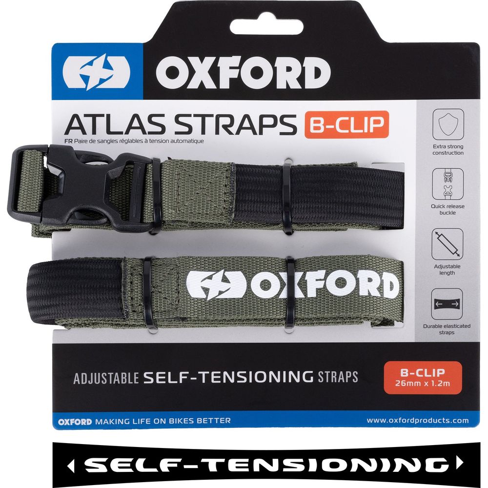 Oxford Atlas B Clip Straps Pair Lichen - 26mm x 1.2m FREE 1 YEAR Returns, FREE UK Delivery | ThrottleChimp