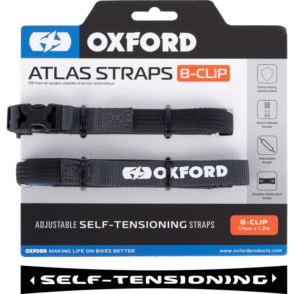 Oxford Atlas B Clip Straps Pair Asphalt - 17mm x 1.2m FREE 1 YEAR Returns, FREE UK Delivery | ThrottleChimp