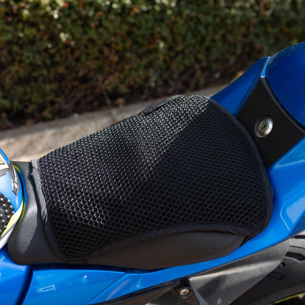 Oxford Cool Seat Cover Black For Street & Sport Motorcycle - 310 x 340 x 10mm FREE 1 YEAR Returns, FREE UK Delivery | ThrottleChimp