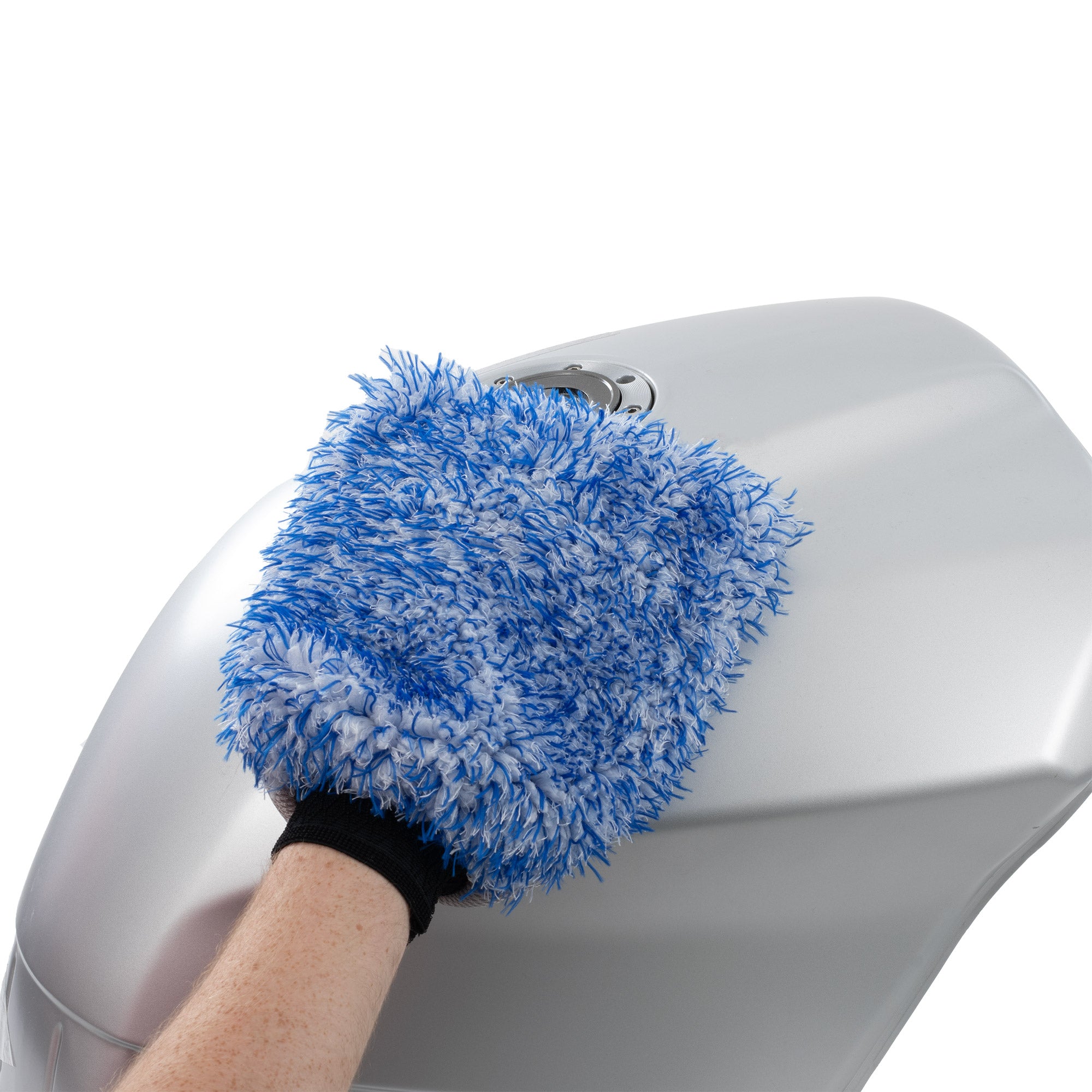 Oxford Plush Microfibre Wash Mitt Blue / White FREE 1 YEAR Returns, FREE UK Delivery | ThrottleChimp