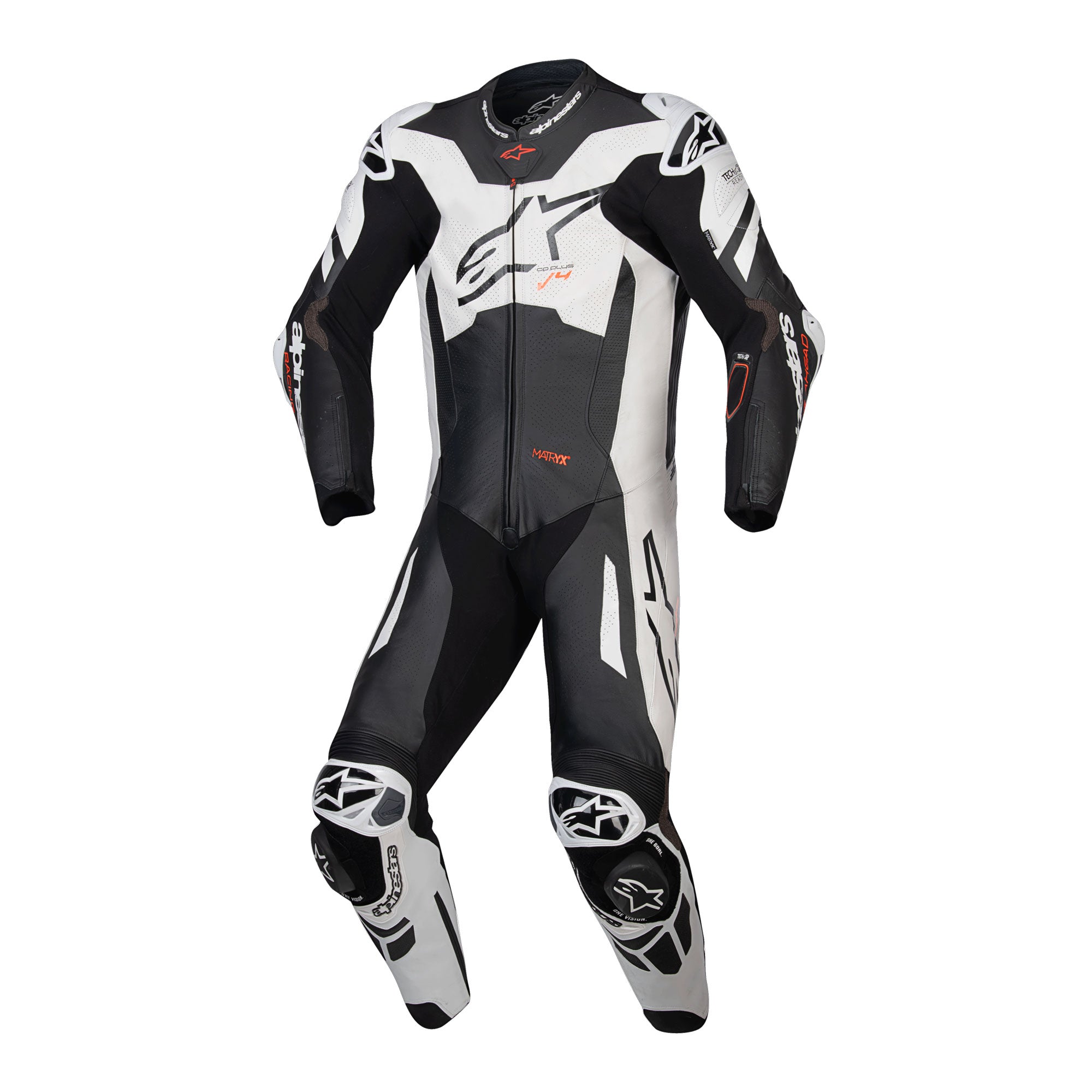 Alpinestars GP Plus V4 Sprint 1 Piece Leather Suit Black / White / Fluo Red FREE 1 YEAR Returns, FREE UK Delivery | ThrottleChimp