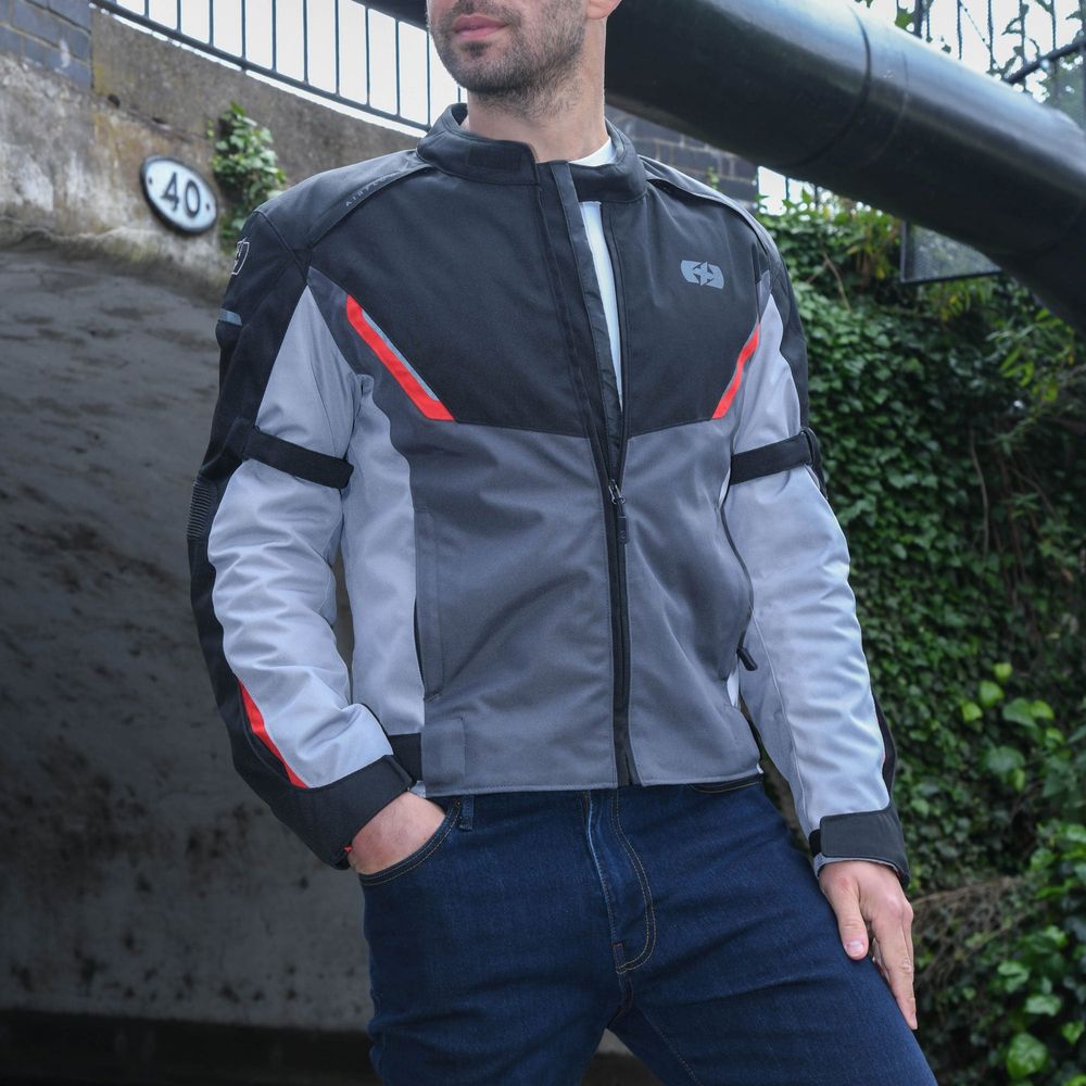 Oxford Delta 1.0 Textile Jacket Black / Grey / Red FREE 1 YEAR Returns, FREE UK Delivery | ThrottleChimp