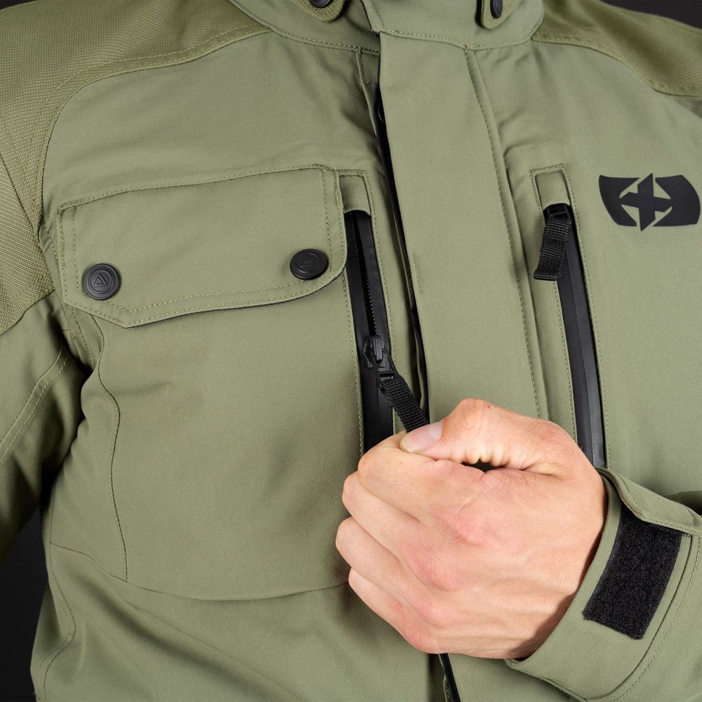 Oxford Barkston Dry2Dry Textile Jacket Khaki FREE 1 YEAR Returns, FREE UK Delivery | ThrottleChimp