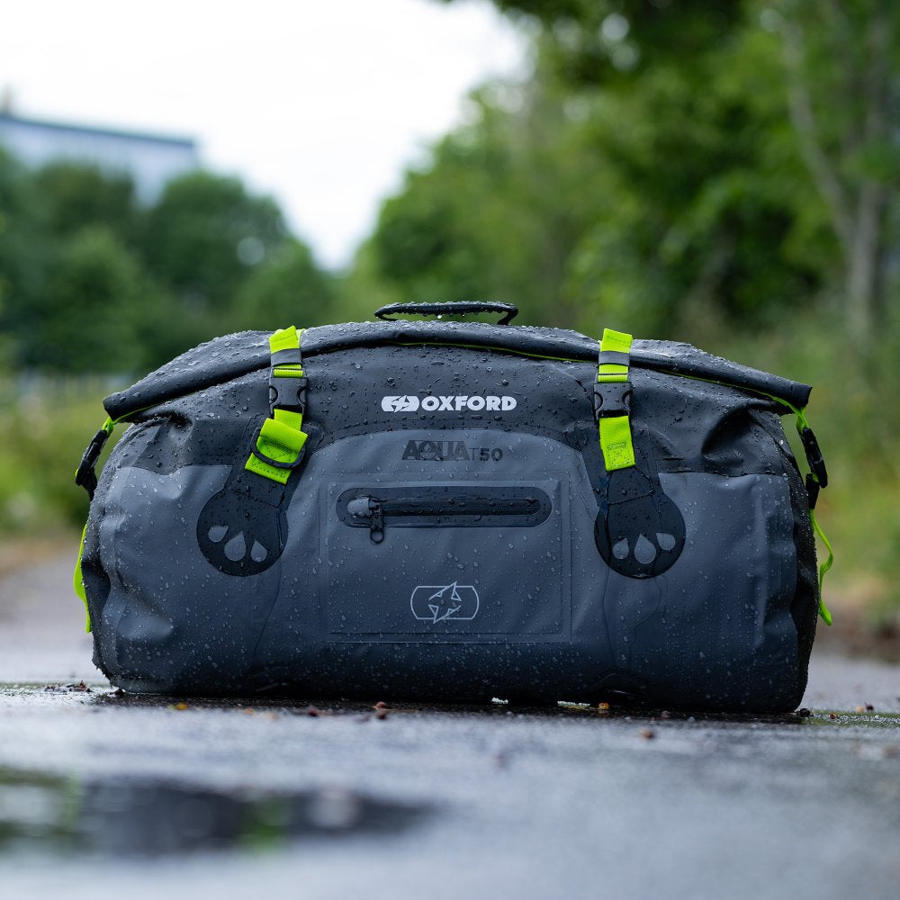 Oxford Aqua T50 Roll Bag Black / Grey / Fluo Yellow - 50 Litres FREE 1 YEAR Returns, FREE UK Delivery | ThrottleChimp