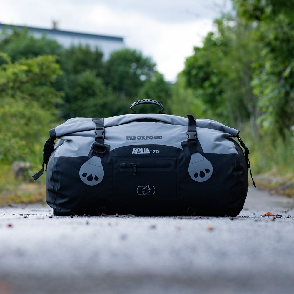 Oxford Aqua T70 Roll Bag Grey / Black - 70 Litres FREE 1 YEAR Returns, FREE UK Delivery | ThrottleChimp