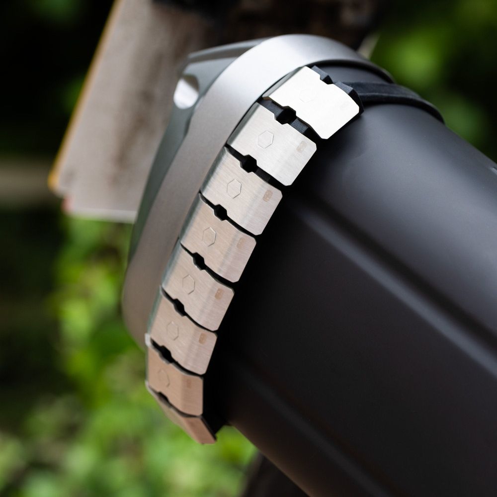 Oxford Adjustable Exhaust Protector Silver FREE 1 YEAR Returns, FREE UK Delivery | ThrottleChimp