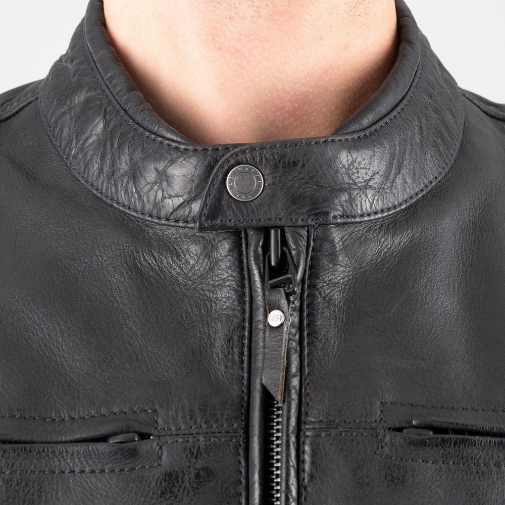 Oxford Holton Leather Jacket Black FREE 1 YEAR Returns, FREE UK Delivery | ThrottleChimp