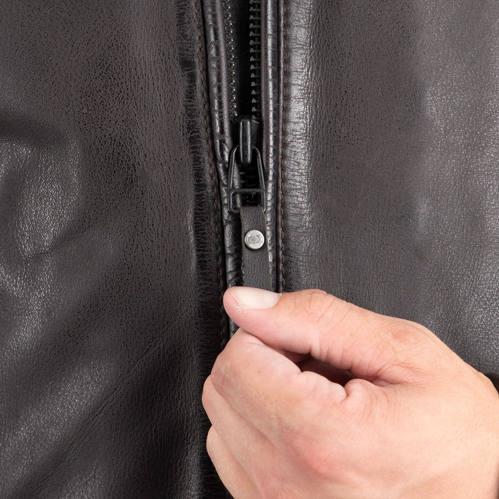 Oxford Holton Leather Jacket Brown FREE 1 YEAR Returns, FREE UK Delivery | ThrottleChimp