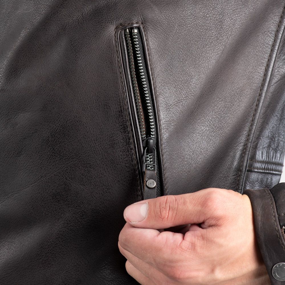 Oxford Holton Leather Jacket Brown FREE 1 YEAR Returns, FREE UK Delivery | ThrottleChimp