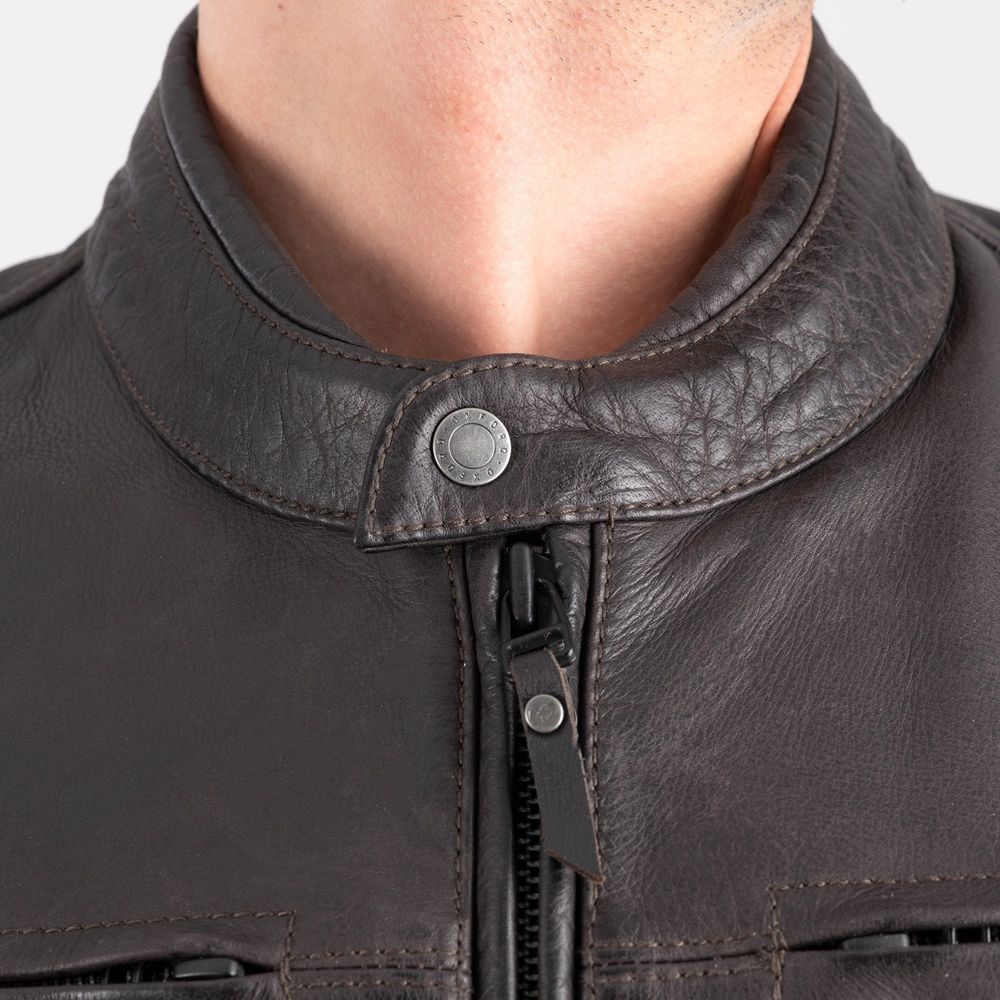 Oxford Holton Leather Jacket Brown FREE 1 YEAR Returns, FREE UK Delivery | ThrottleChimp