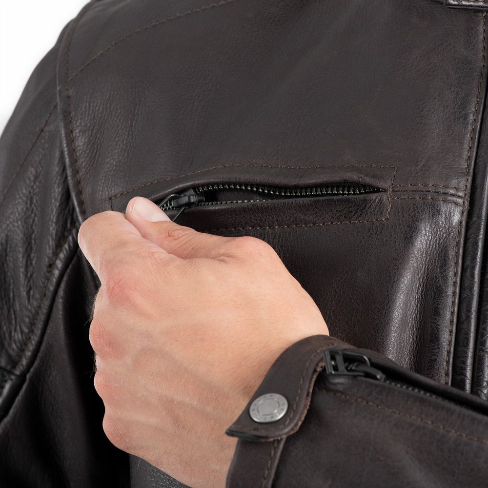 Oxford Holton Leather Jacket Brown FREE 1 YEAR Returns, FREE UK Delivery | ThrottleChimp