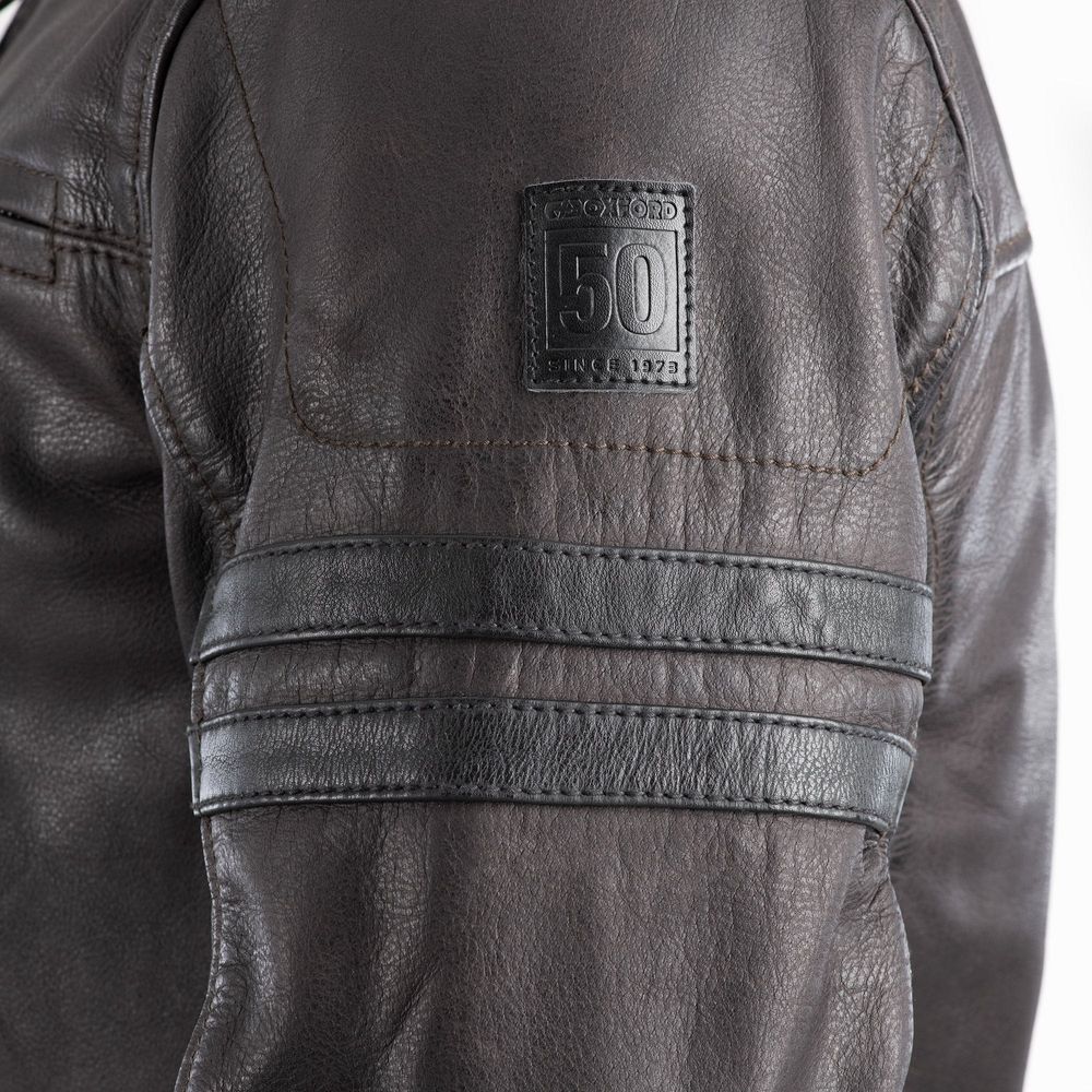 Oxford Holton Leather Jacket Brown FREE 1 YEAR Returns, FREE UK Delivery | ThrottleChimp