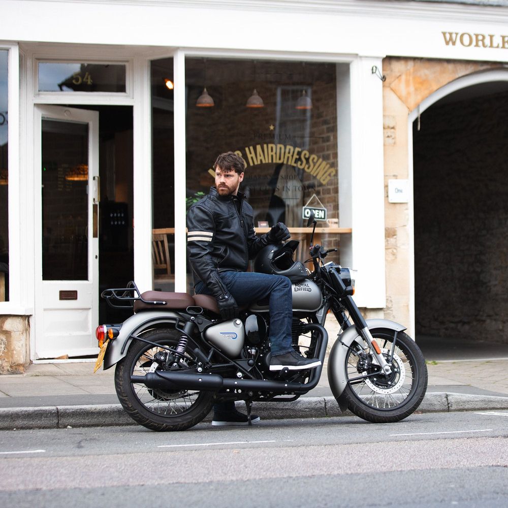 Oxford Holton Leather Jacket Black FREE 1 YEAR Returns, FREE UK Delivery | ThrottleChimp