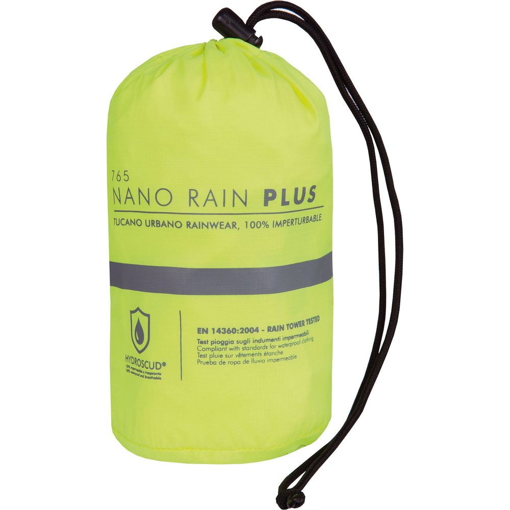 Tucano Urbano Nano Rain Jacket Plus Hydroscud Super-Compact Raincoat Jacket Fluo Yellow FREE 1 YEAR Returns, FREE UK Delivery | ThrottleChimp