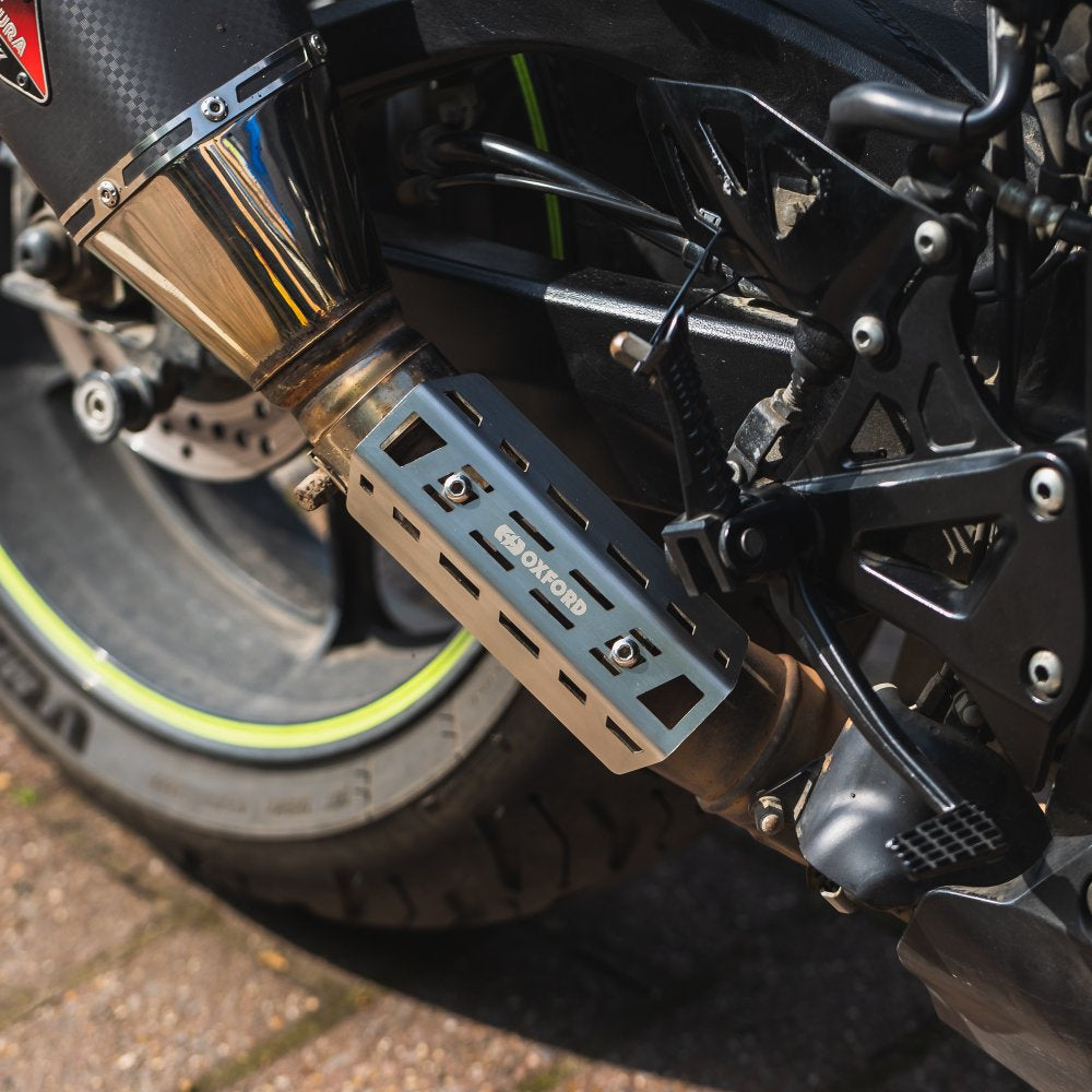 Oxford Adventure Exhaust Heat Shield Silver FREE 1 YEAR Returns, FREE UK Delivery | ThrottleChimp