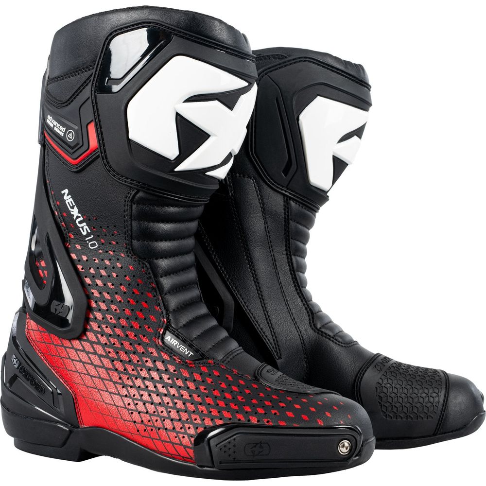 Oxford Nexus 1.0 Air Boots Black / White / Red FREE 1 YEAR Returns, FREE UK Delivery | ThrottleChimp