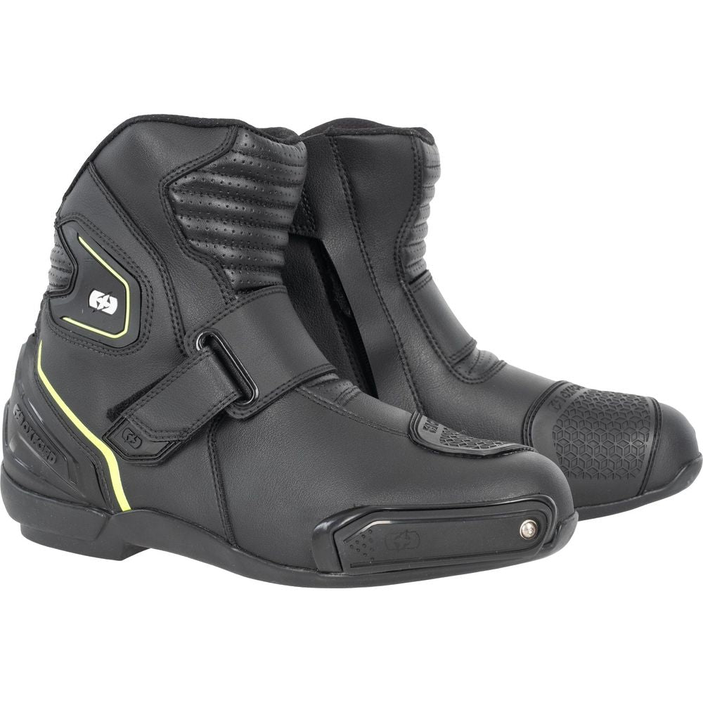 Oxford Omega Air Short Boots Black / White / Yellow FREE 1 YEAR Returns, FREE UK Delivery | ThrottleChimp