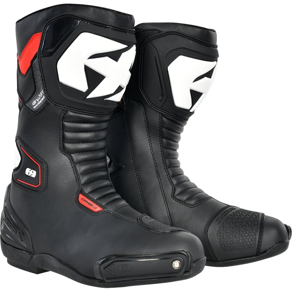 Oxford Cypher 1.0 Dry2Dry Boots Black / White / Red FREE 1 YEAR Returns, FREE UK Delivery | ThrottleChimp