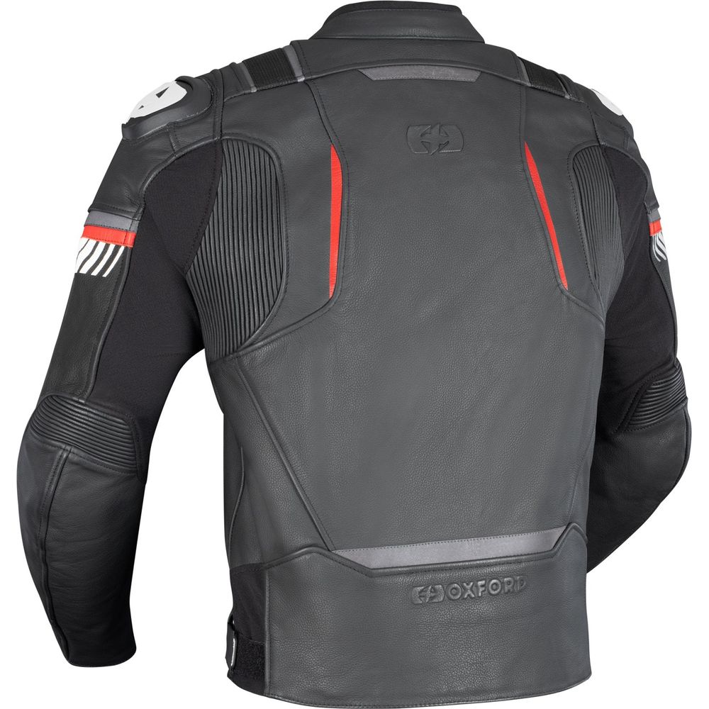 Oxford Cypher 1.0 Leather Jacket Black / White / Red FREE 1 YEAR Returns, FREE UK Delivery | ThrottleChimp