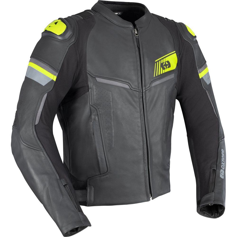 Oxford Cypher 1.0 Leather Jacket Black / Fluo Yellow FREE 1 YEAR Returns, FREE UK Delivery | ThrottleChimp