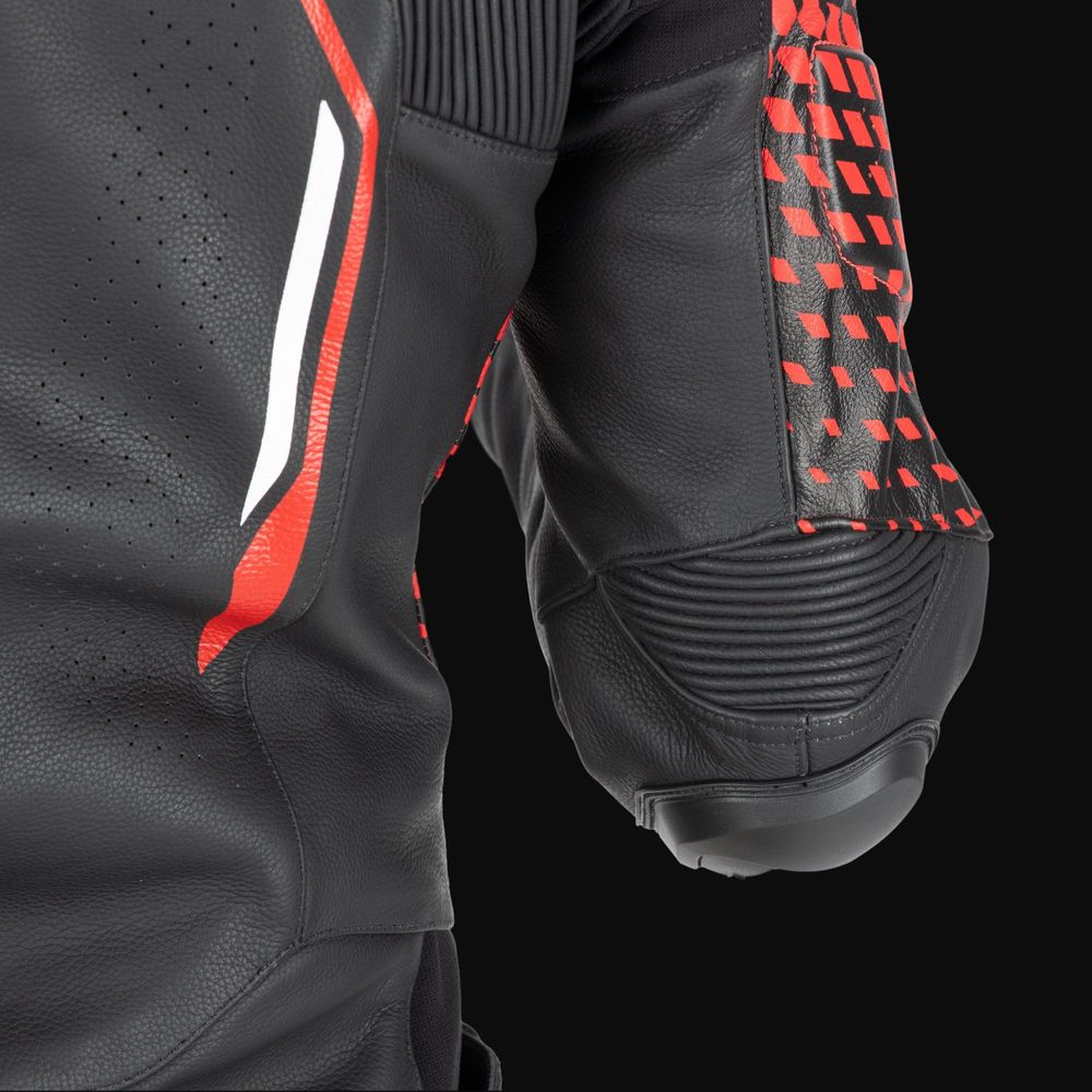 Oxford Nexus 1.0 Leather Jacket Black / Red FREE 1 YEAR Returns, FREE UK Delivery | ThrottleChimp