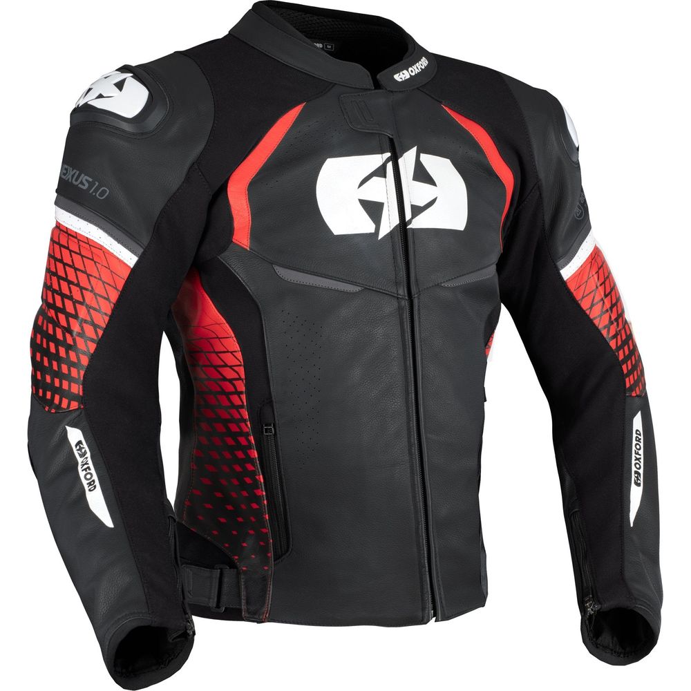 Oxford Nexus 1.0 Leather Jacket Black / Red FREE 1 YEAR Returns, FREE UK Delivery | ThrottleChimp