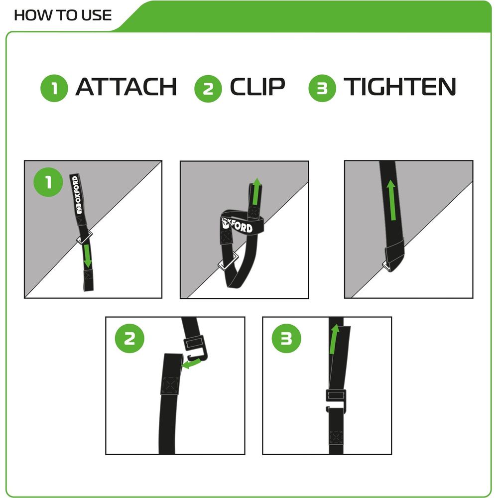 Oxford Atlas G Hook Straps Pair Black - 17mm x 1.2m FREE 1 YEAR Returns, FREE UK Delivery | ThrottleChimp