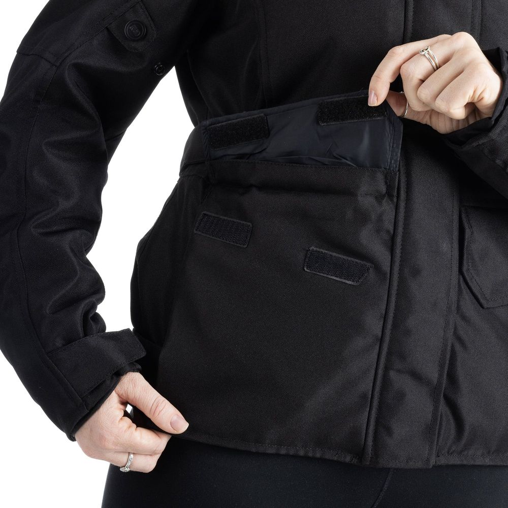 Spartan Waterproof Ladies Long Textile Jacket Black FREE 1 YEAR Returns, FREE UK Delivery | ThrottleChimp