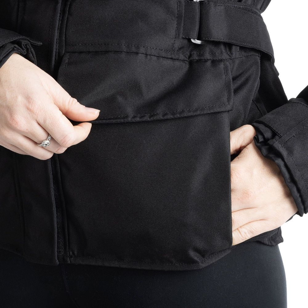 Spartan Waterproof Ladies Long Textile Jacket Black FREE 1 YEAR Returns, FREE UK Delivery | ThrottleChimp