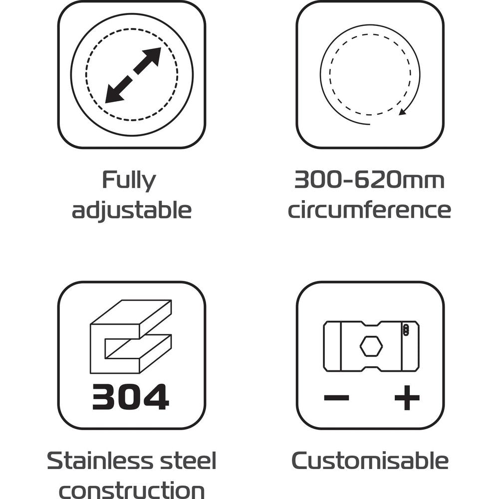 Oxford Adjustable Exhaust Protector Silver FREE 1 YEAR Returns, FREE UK Delivery | ThrottleChimp