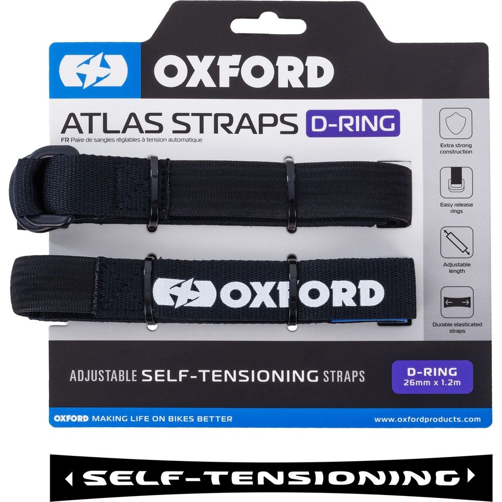 Oxford Atlas D Ring Straps Pair Black - 26mm x 1.2m FREE 1 YEAR Returns, FREE UK Delivery | ThrottleChimp
