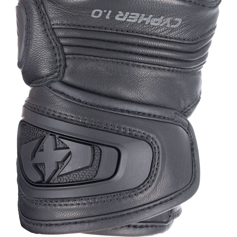 Oxford Cypher 1.0 Short Leather Gloves Stealth Black FREE 1 YEAR Returns, FREE UK Delivery | ThrottleChimp