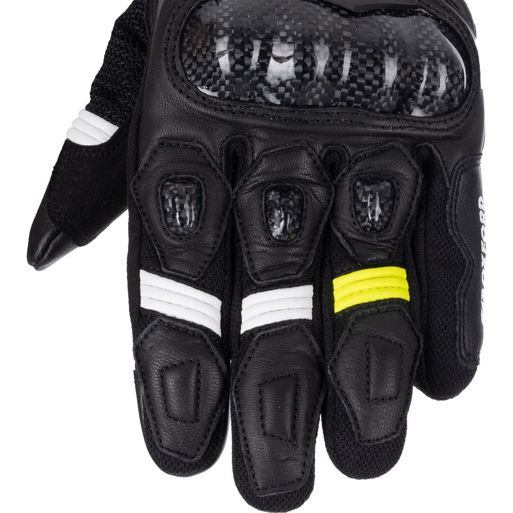 Oxford RP-4S 3.0 Leather Gloves Black / White / Yellow FREE 1 YEAR Returns, FREE UK Delivery | ThrottleChimp