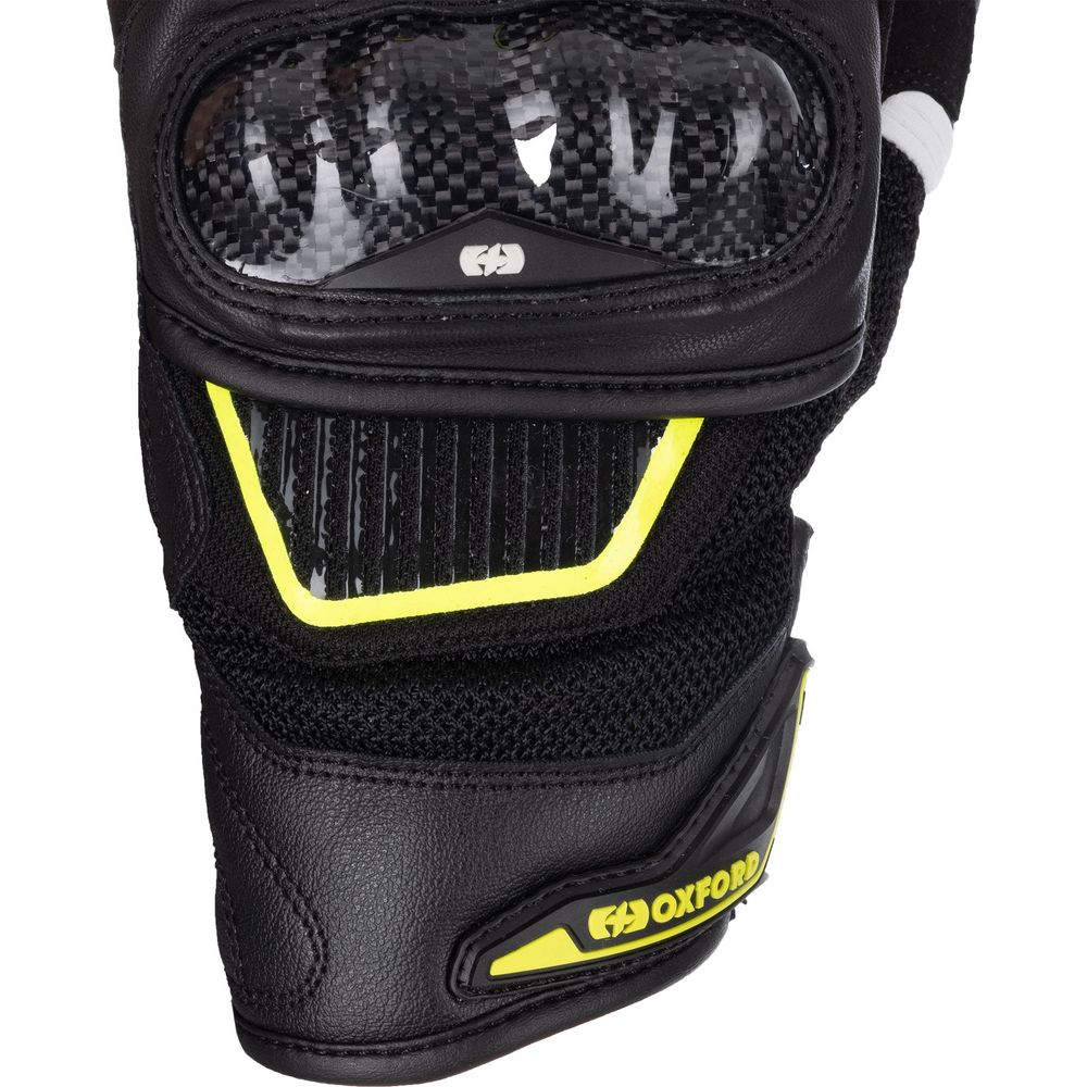 Oxford RP-4S 3.0 Leather Gloves Black / White / Yellow FREE 1 YEAR Returns, FREE UK Delivery | ThrottleChimp