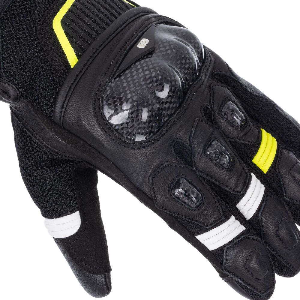 Oxford RP-4S 3.0 Leather Gloves Black / White / Yellow FREE 1 YEAR Returns, FREE UK Delivery | ThrottleChimp