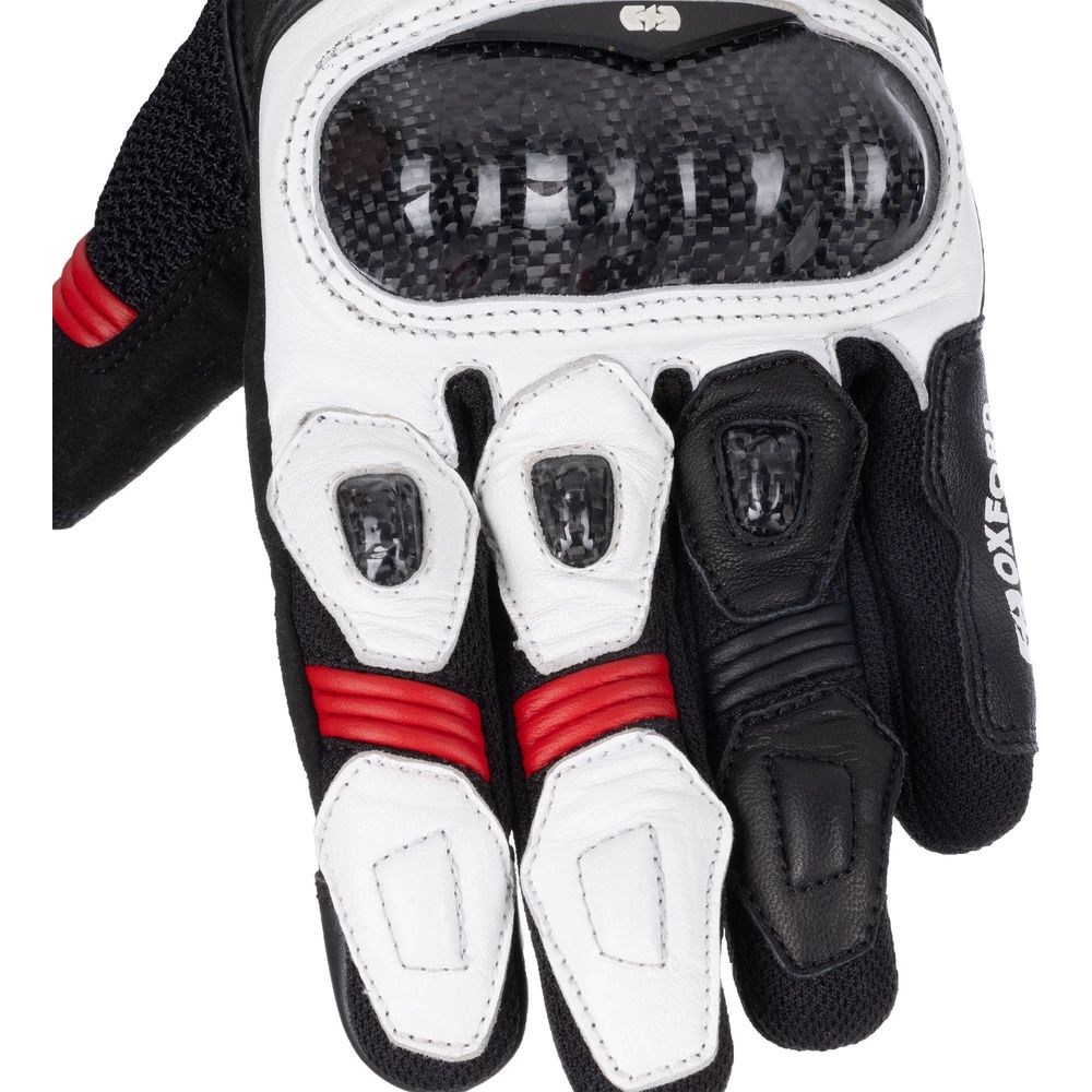 Oxford RP-4S 3.0 Leather Gloves White / Black / Red FREE 1 YEAR Returns, FREE UK Delivery | ThrottleChimp