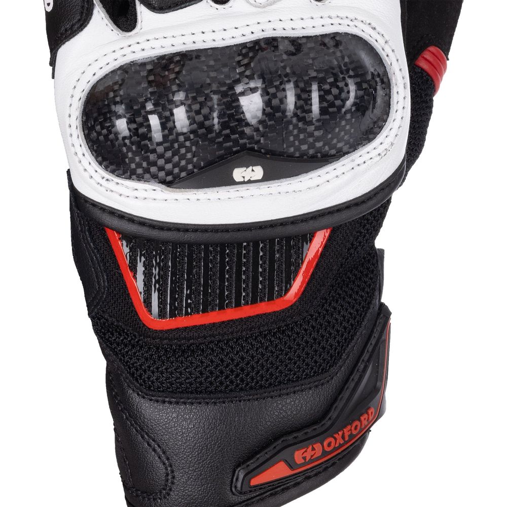 Oxford RP-4S 3.0 Leather Gloves White / Black / Red FREE 1 YEAR Returns, FREE UK Delivery | ThrottleChimp