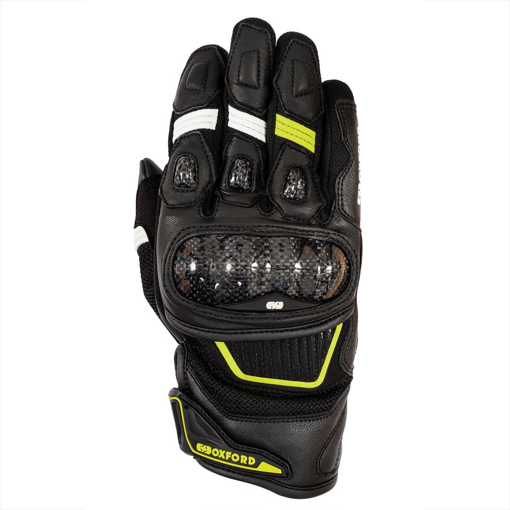 Oxford RP-4S 3.0 Leather Gloves Black / White / Yellow FREE 1 YEAR Returns, FREE UK Delivery | ThrottleChimp
