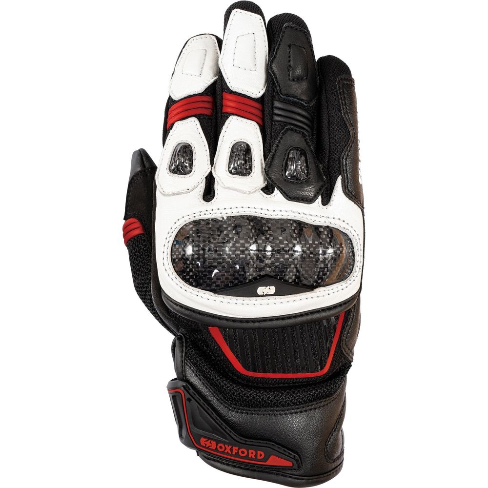 Oxford RP-4S 3.0 Leather Gloves White / Black / Red FREE 1 YEAR Returns, FREE UK Delivery | ThrottleChimp