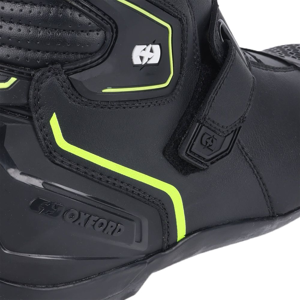 Oxford Omega Air Short Boots Black / White / Yellow FREE 1 YEAR Returns, FREE UK Delivery | ThrottleChimp