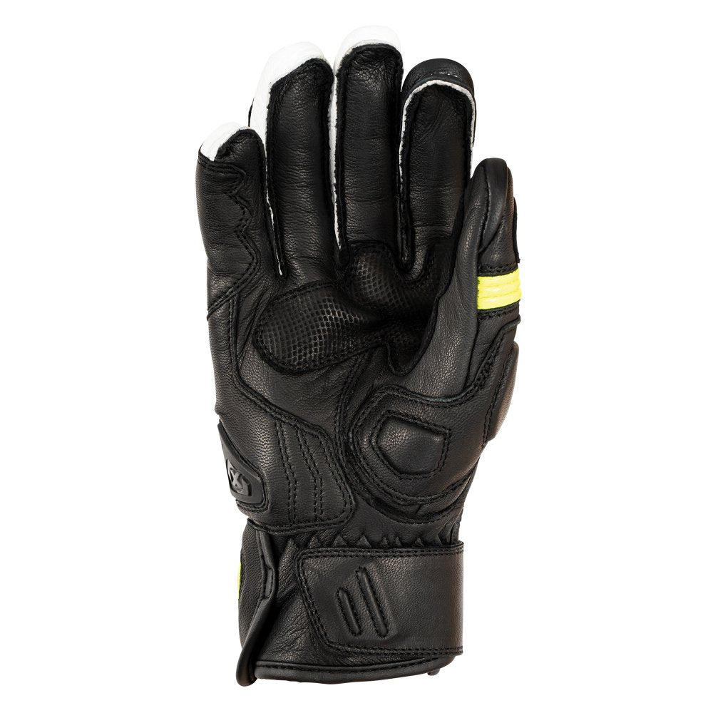 Oxford Cypher 1.0 Short Leather Gloves Black / Yellow / White FREE 1 YEAR Returns, FREE UK Delivery | ThrottleChimp