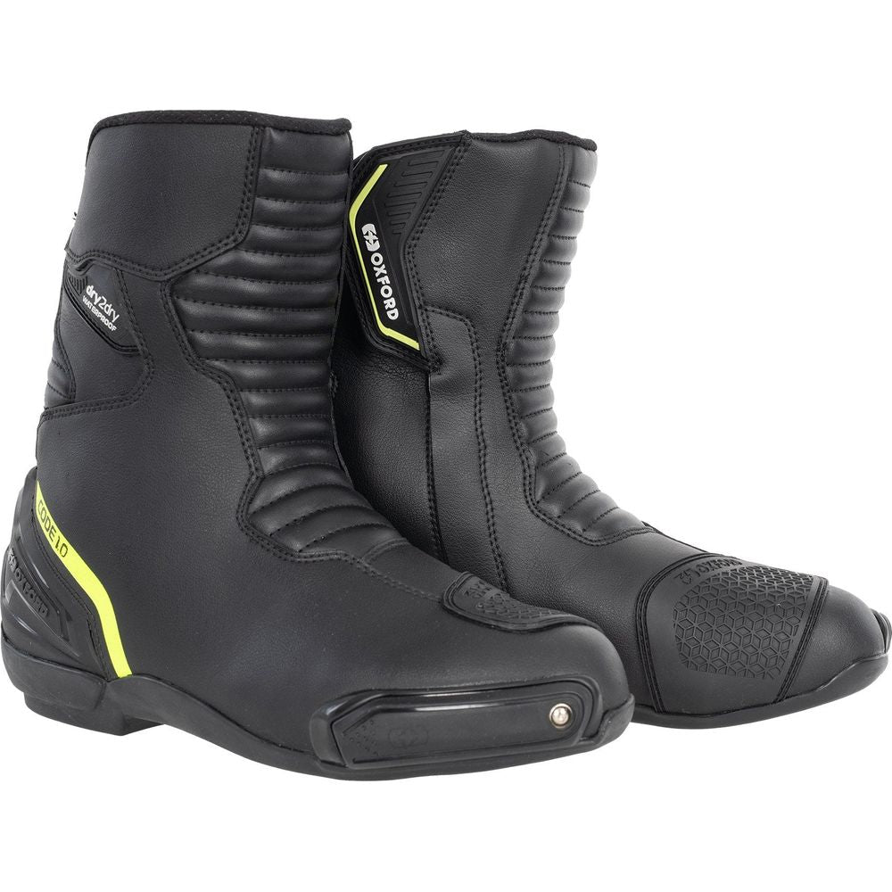 Oxford Code 1.0 Mid Dry2Dry Boots Black / Fluo Yellow FREE 1 YEAR Returns, FREE UK Delivery | ThrottleChimp