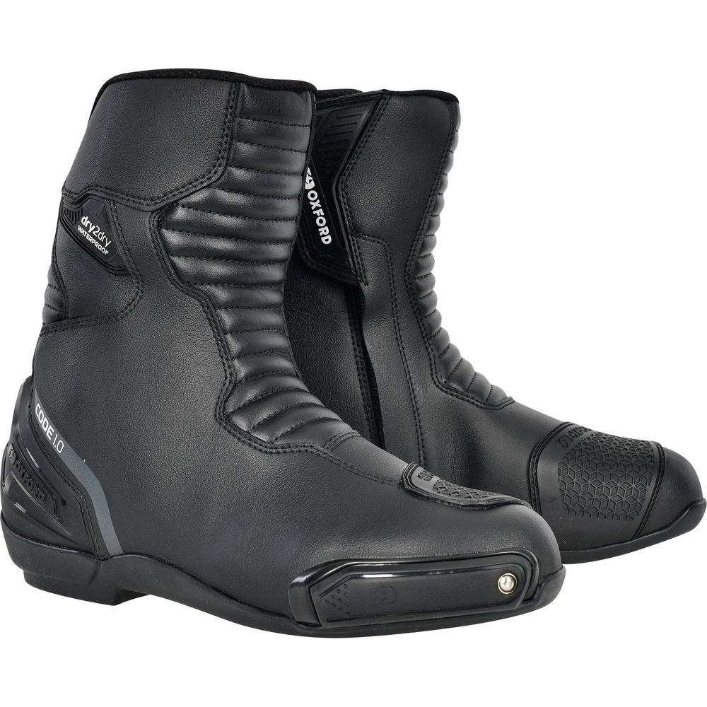 Oxford Code 1.0 Mid Dry2Dry Boots Stealth Black FREE 1 YEAR Returns, FREE UK Delivery | ThrottleChimp