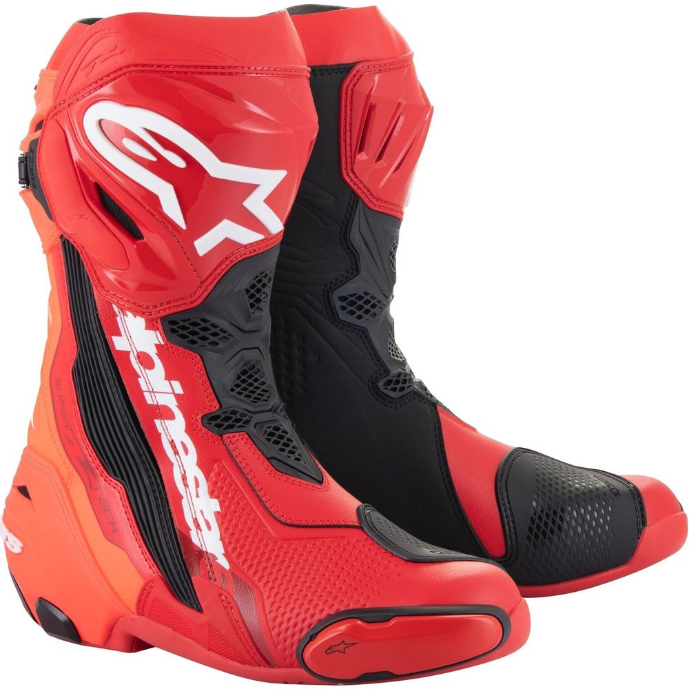 Alpinestars Supertech R Boots Bright Red / Fluo Red FREE 1 YEAR Returns, FREE UK Delivery | ThrottleChimp