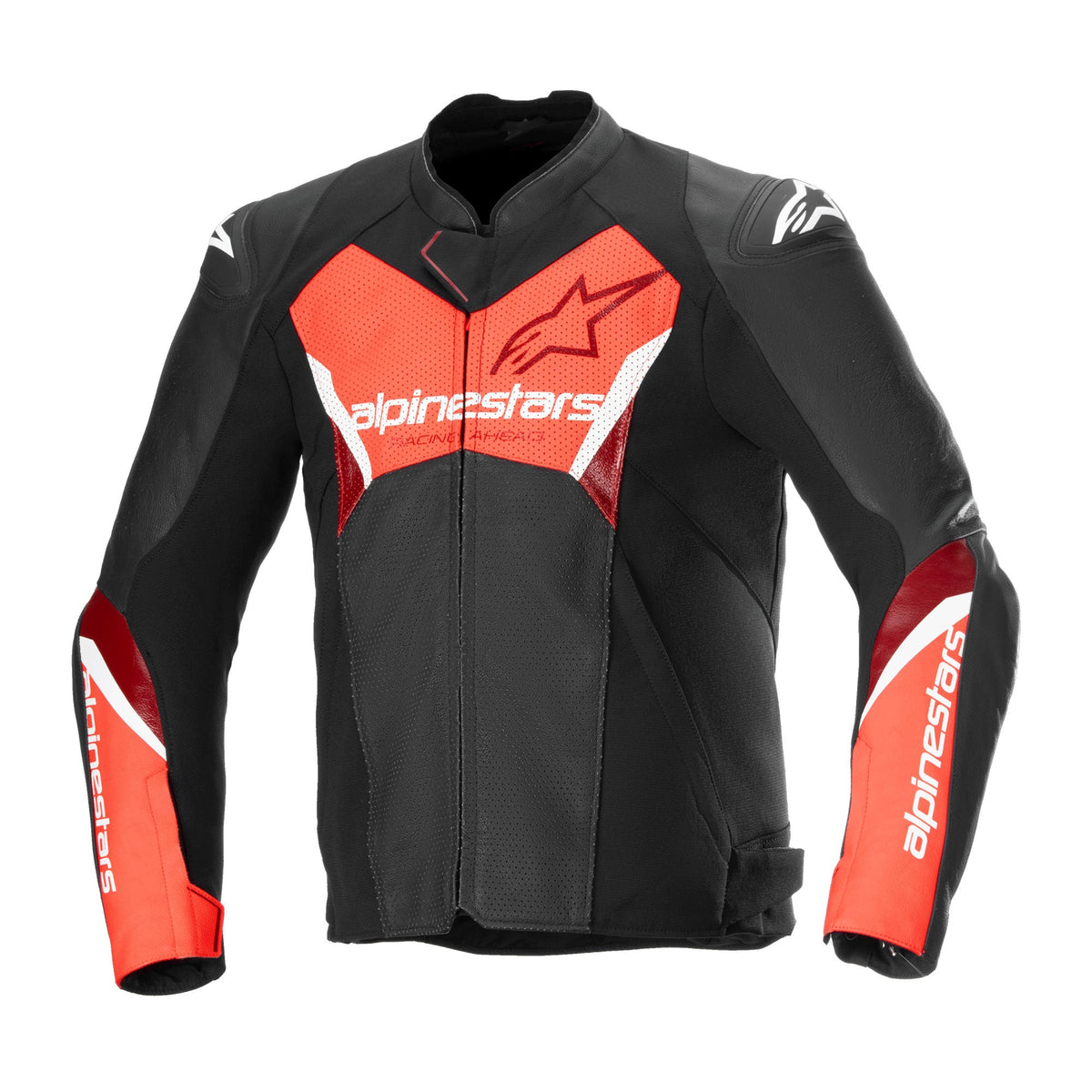 Alpinestars Faster V3 Airflow Leather Jacket Black / Fluo Red